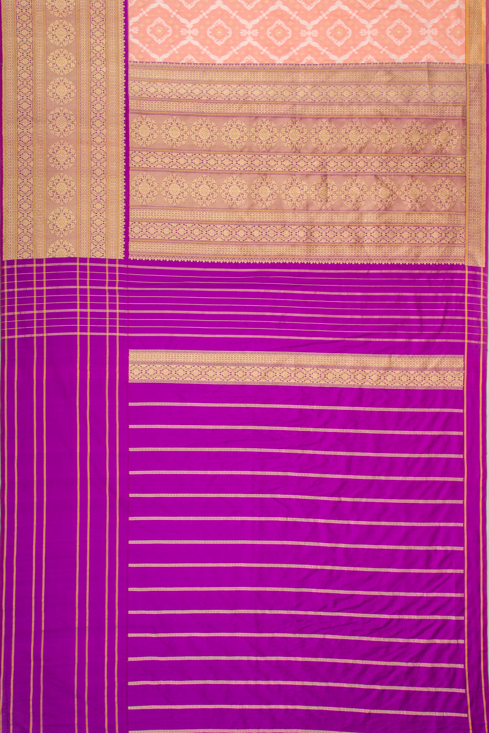 Banarasi Silk Brocade Peach Saree