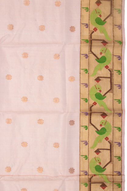 Kota Silk Tissue Butta Baby Pink Saree