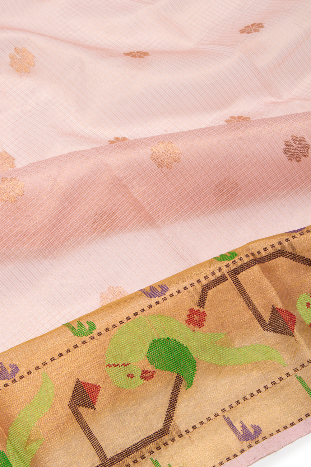 Kota Silk Tissue Butta Baby Pink Saree