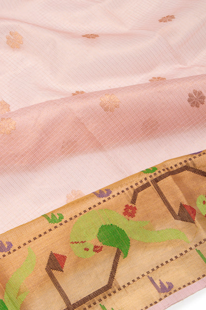 Kota Silk Tissue Butta Baby Pink Saree