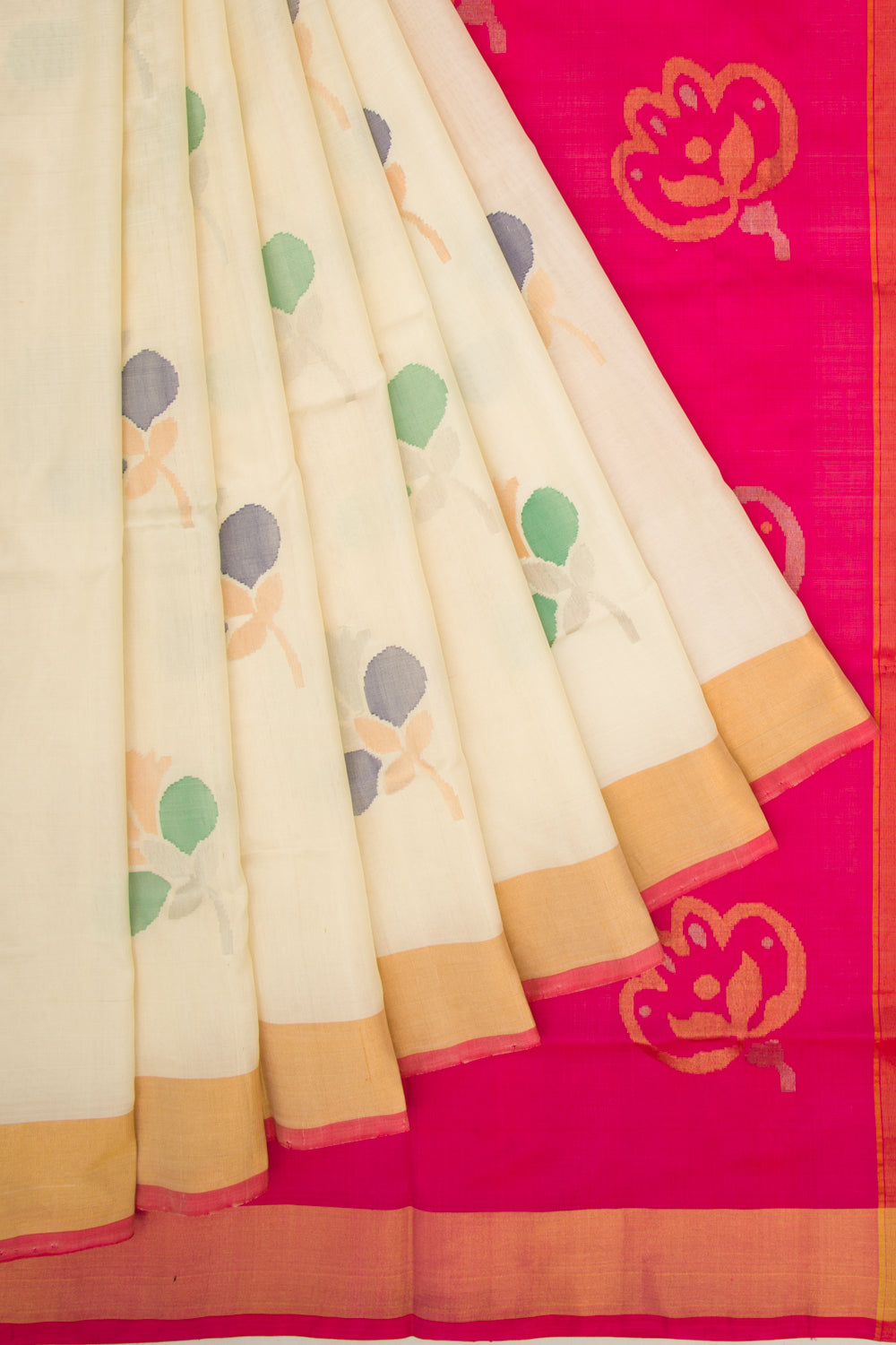 Uppada Silk Jamdani Butta Cream Saree