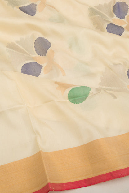 Uppada Silk Jamdani Butta Cream Saree