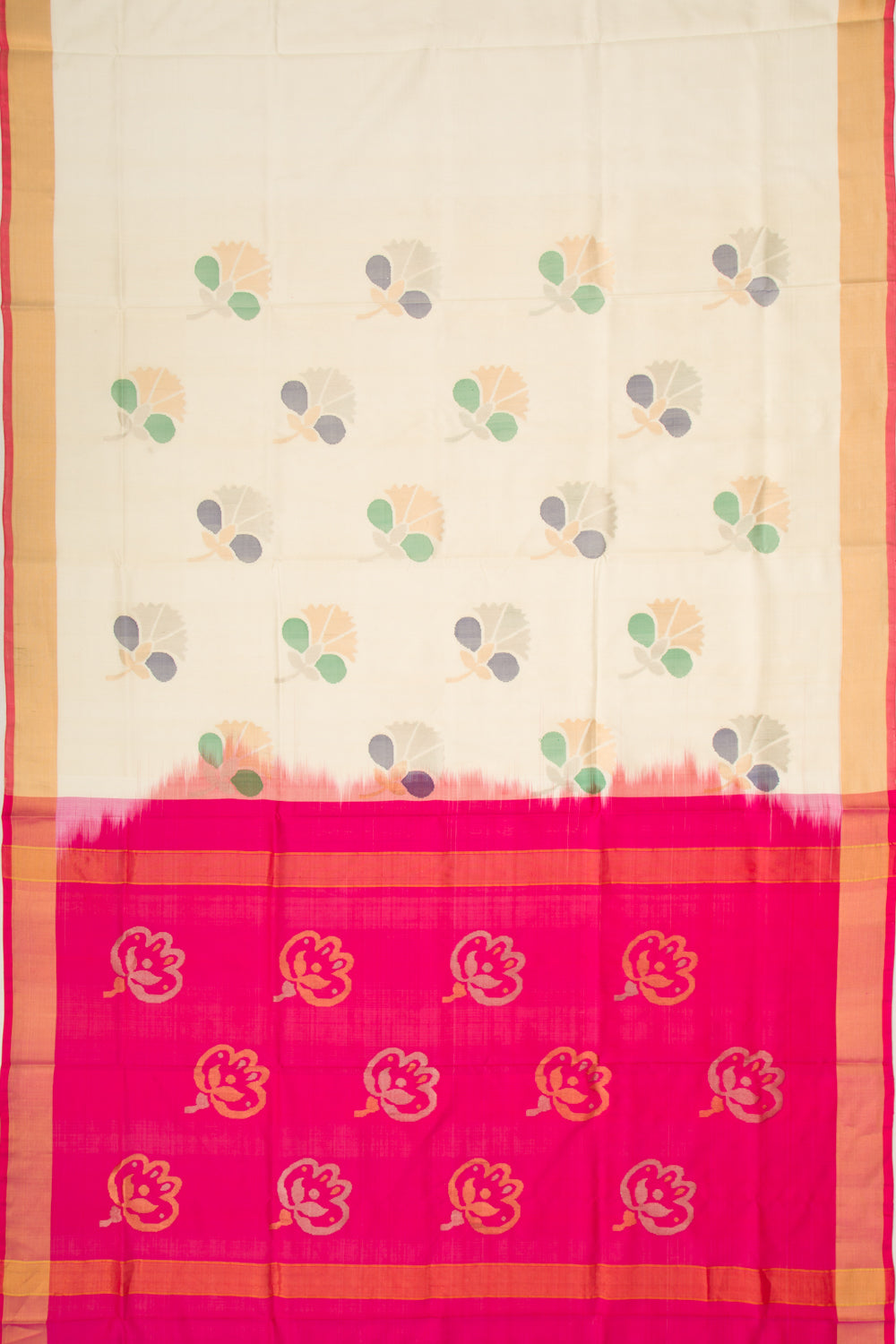 Uppada Silk Jamdani Butta Cream Saree