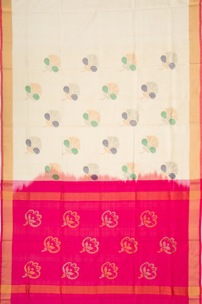 Uppada Silk Jamdani Butta Cream Saree