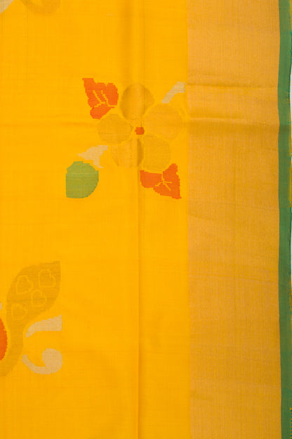 Uppada Silk Jamdani Butta Yellow Saree