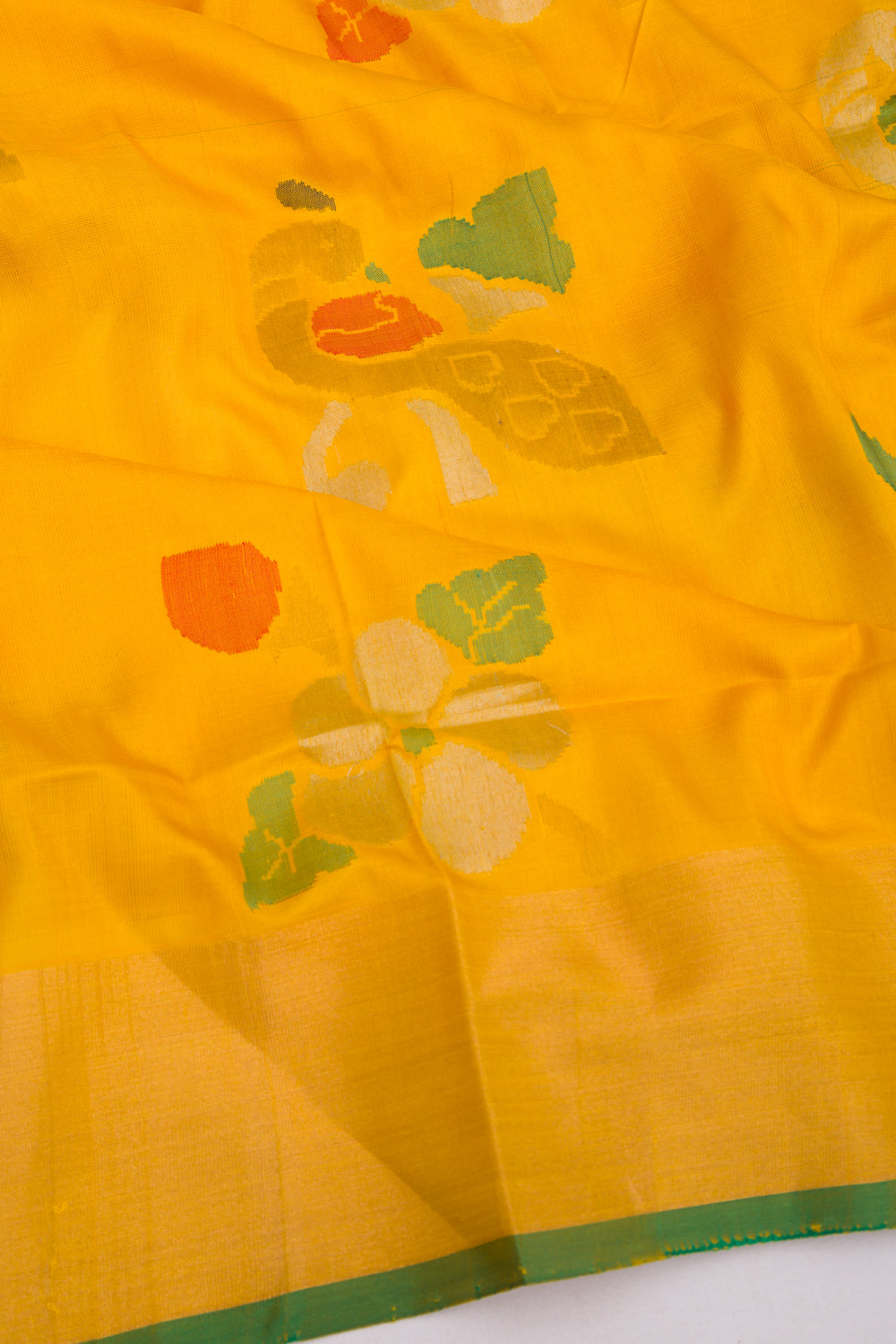 Uppada Silk Jamdani Butta Yellow Saree