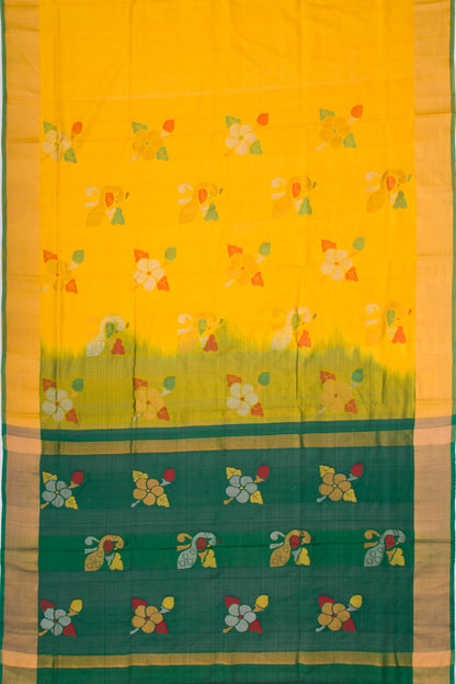 Uppada Silk Jamdani Butta Yellow Saree