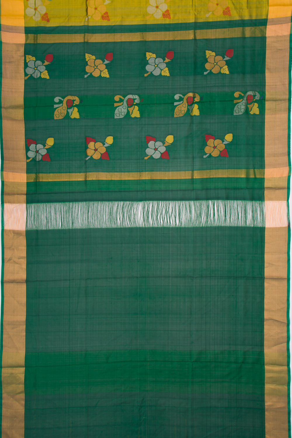 Uppada Silk Jamdani Butta Yellow Saree