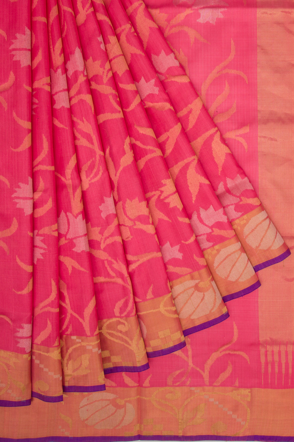 Uppada Silk All Over Jamdani Pink Saree
