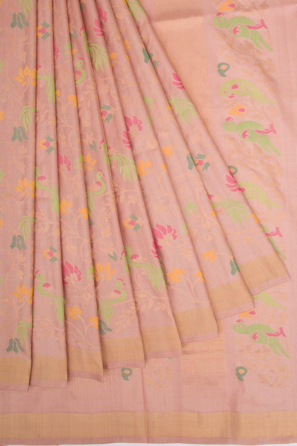 Uppada Silk Jamdani Jaal Baby Pink Saree