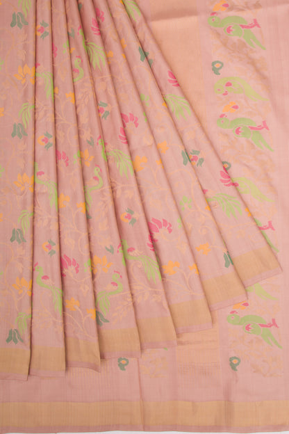 Uppada Silk Jamdani Jaal Baby Pink Saree