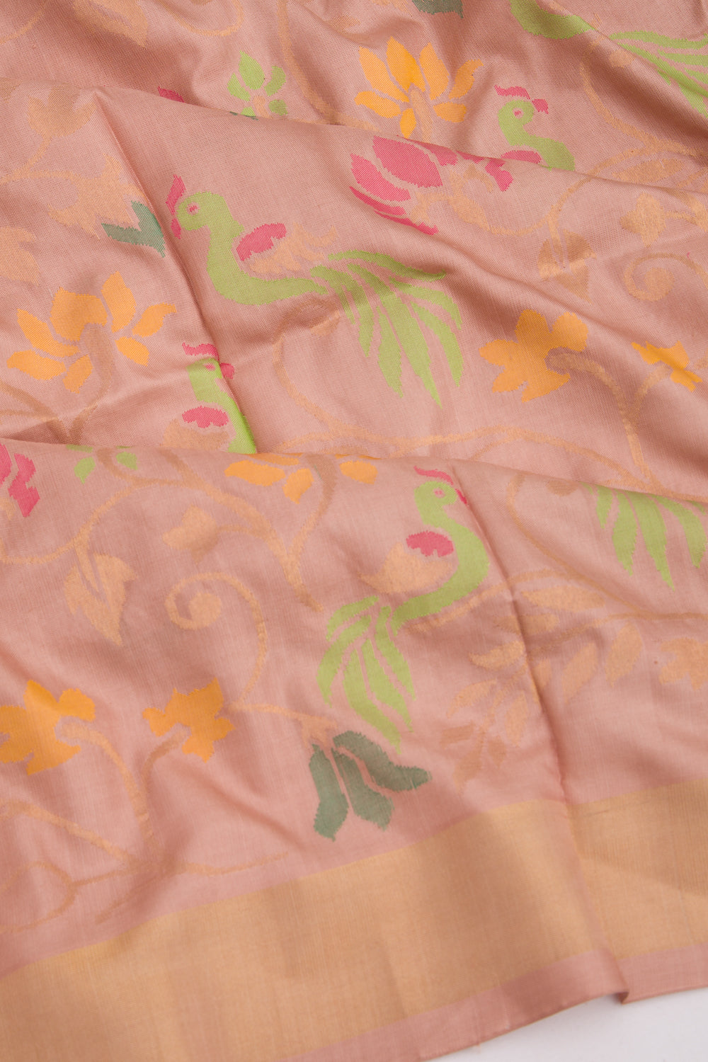 Uppada Silk Jamdani Jaal Baby Pink Saree