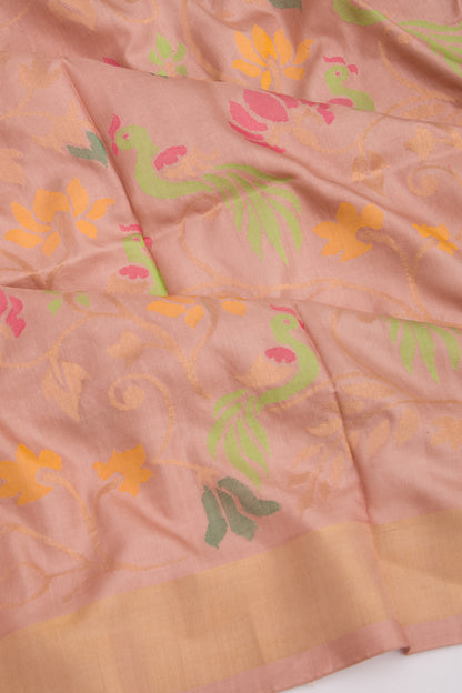 Uppada Silk Jamdani Jaal Baby Pink Saree
