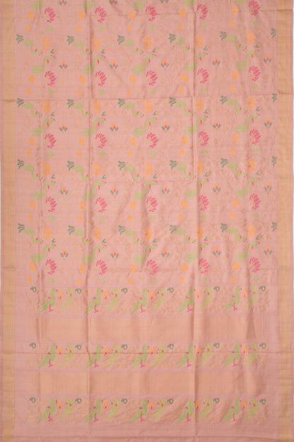 Uppada Silk Jamdani Jaal Baby Pink Saree