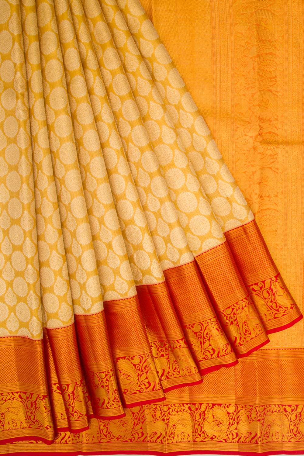 Kanchipuram Silk Tissue Brocade Gold Saree