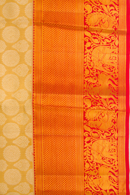 Kanchipuram Silk Tissue Brocade Gold Saree