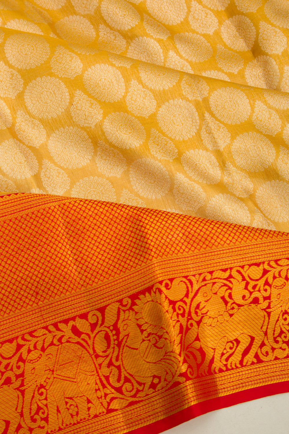 Kanchipuram Silk Tissue Brocade Gold Saree