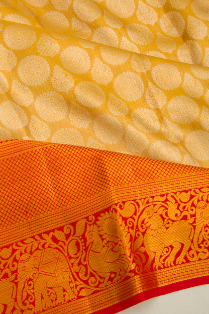 Kanchipuram Silk Tissue Brocade Gold Saree