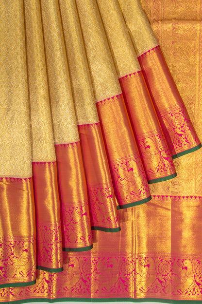 Kanchipuram Silk Tissue Brocade Gold Saree