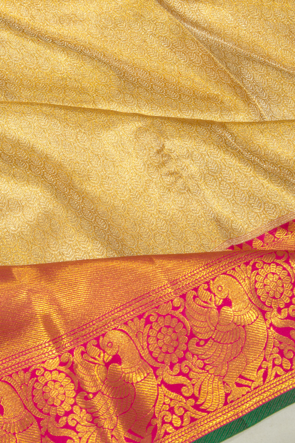 Kanchipuram Silk Tissue Brocade Gold Saree