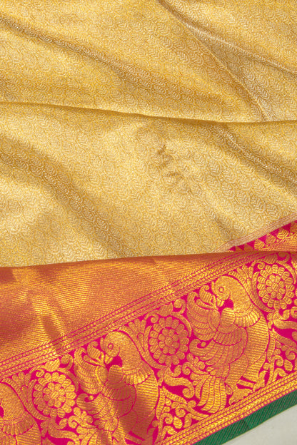 Kanchipuram Silk Tissue Brocade Gold Saree