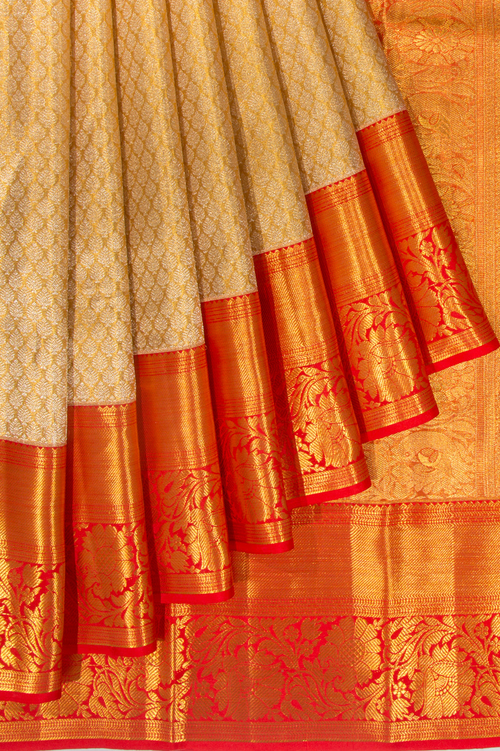 Kanchipuram Silk Tissue Brocade Gold Saree