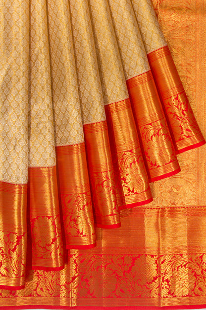 Kanchipuram Silk Tissue Brocade Gold Saree