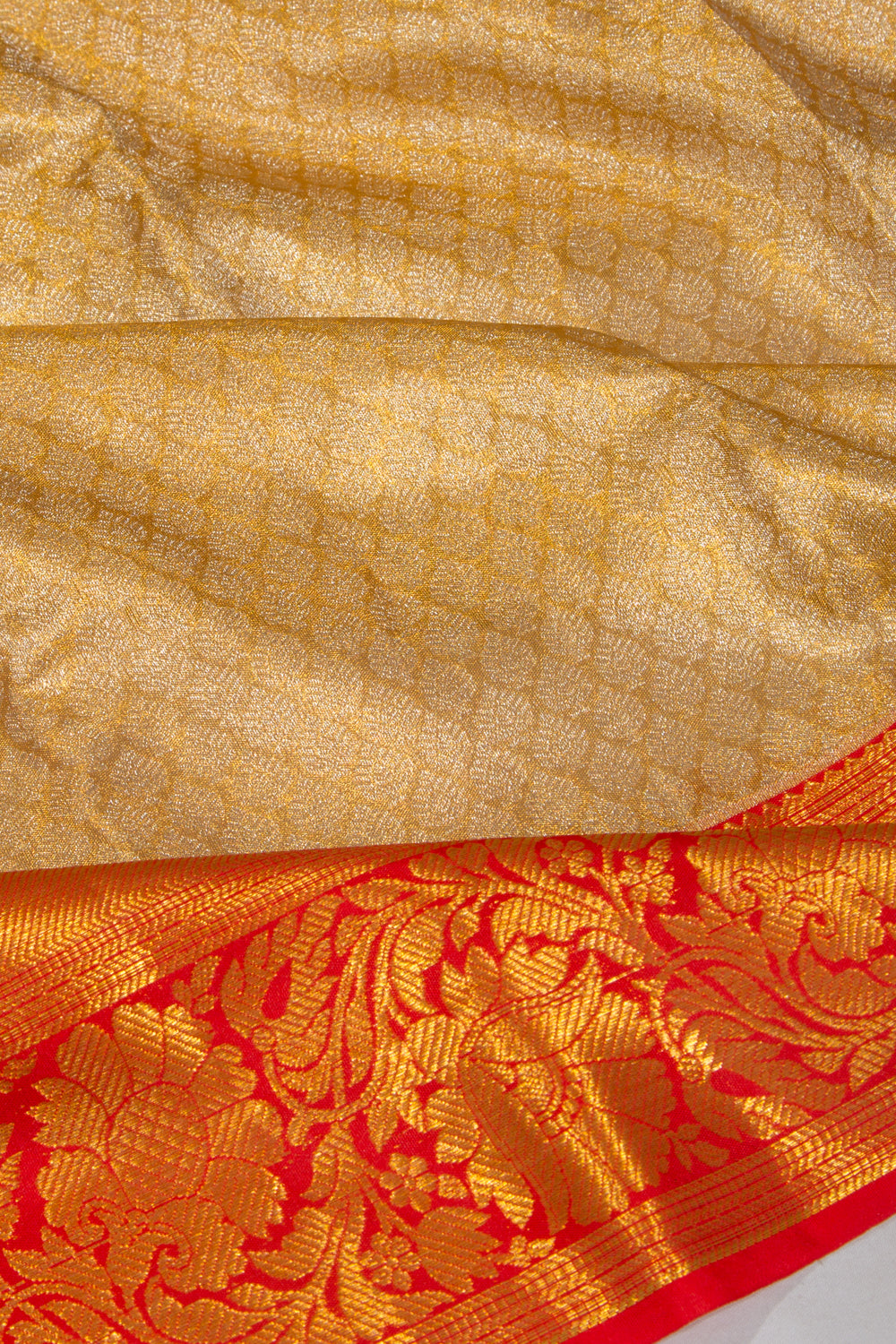 Kanchipuram Silk Tissue Brocade Gold Saree