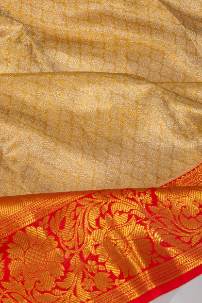Kanchipuram Silk Tissue Brocade Gold Saree