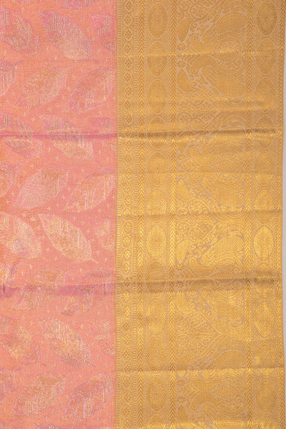 Kanchipuram Silk Tissue Brocade Pink Saree
