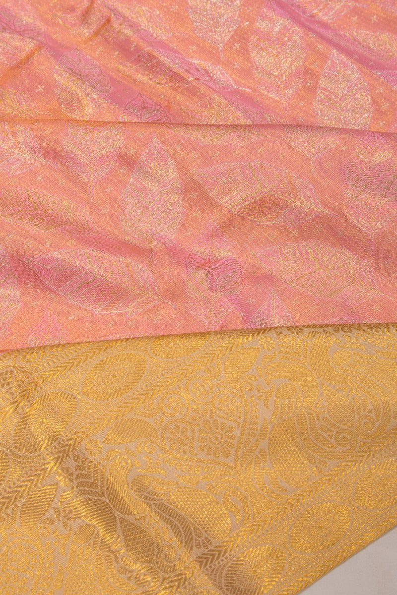 Kanchipuram Silk Tissue Brocade Pink Saree