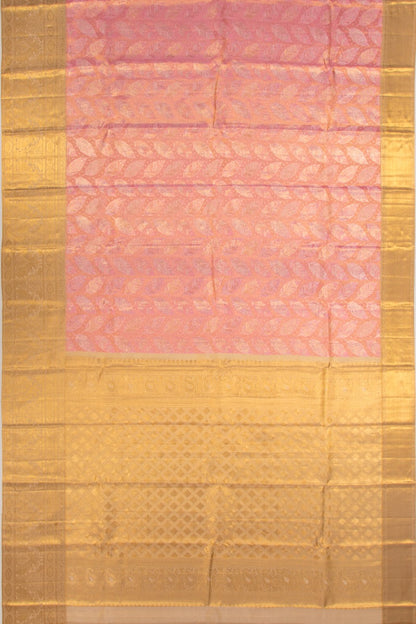Kanchipuram Silk Tissue Brocade Pink Saree