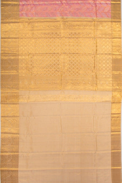 Kanchipuram Silk Tissue Brocade Pink Saree