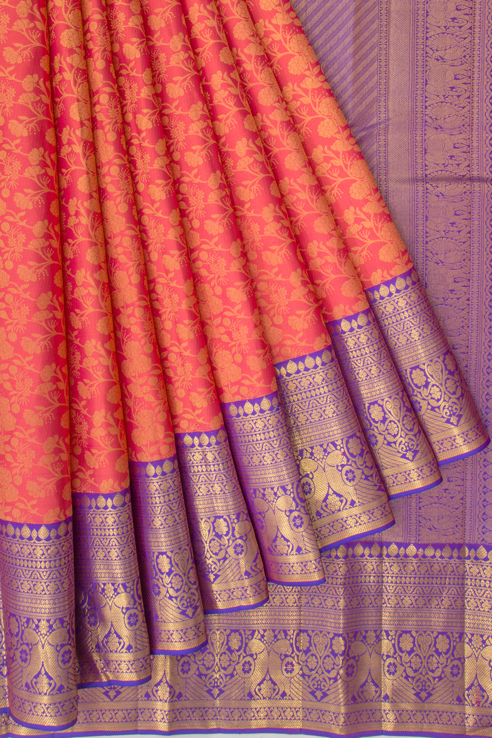 Kanchipuram Silk Jaal Pink Saree