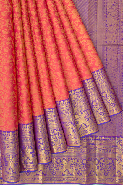 Kanchipuram Silk Jaal Pink Saree