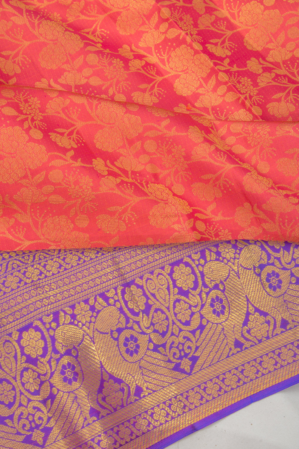 Kanchipuram Silk Jaal Pink Saree