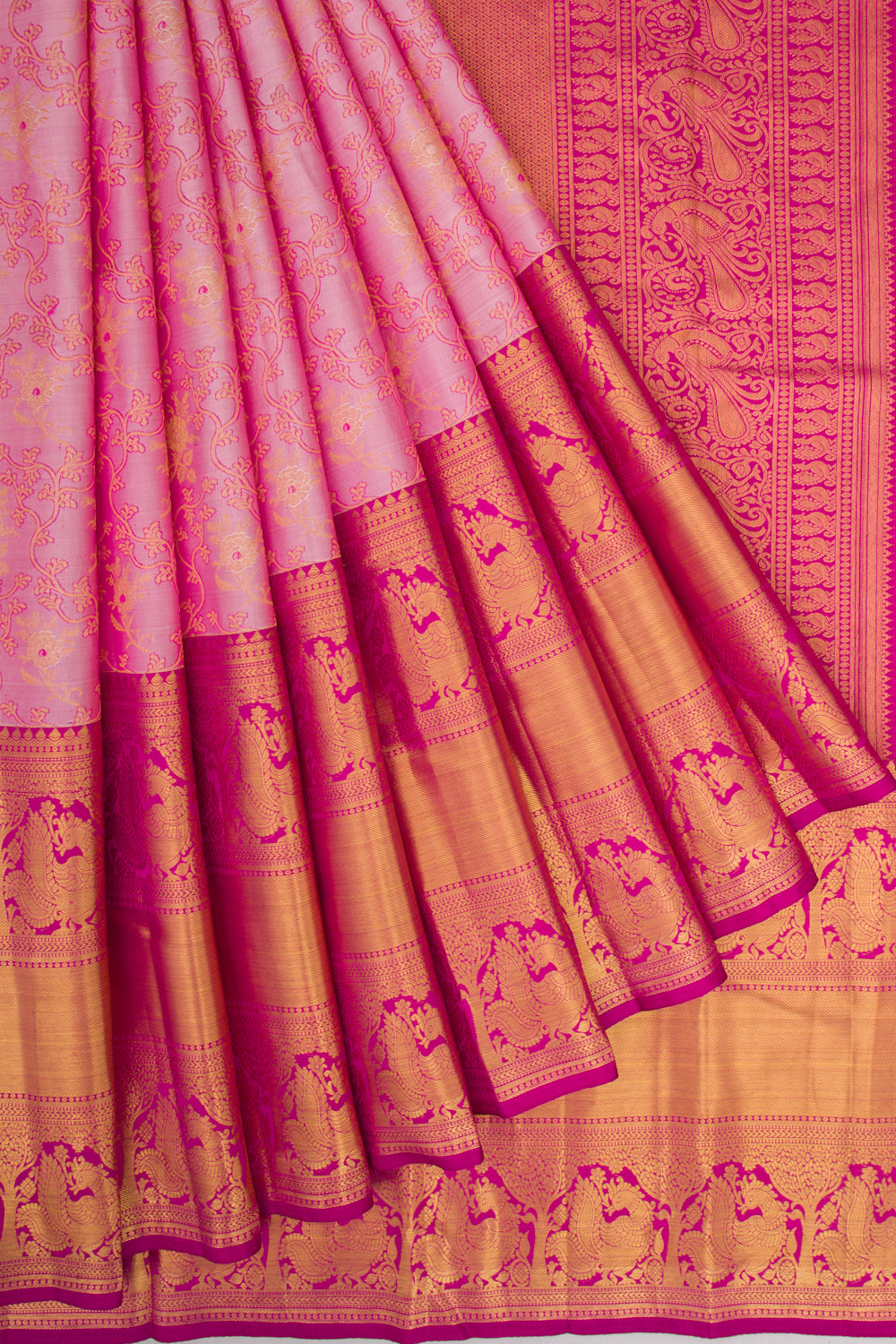 Taranga Kanchi Silk Jaal Baby Pink Saree