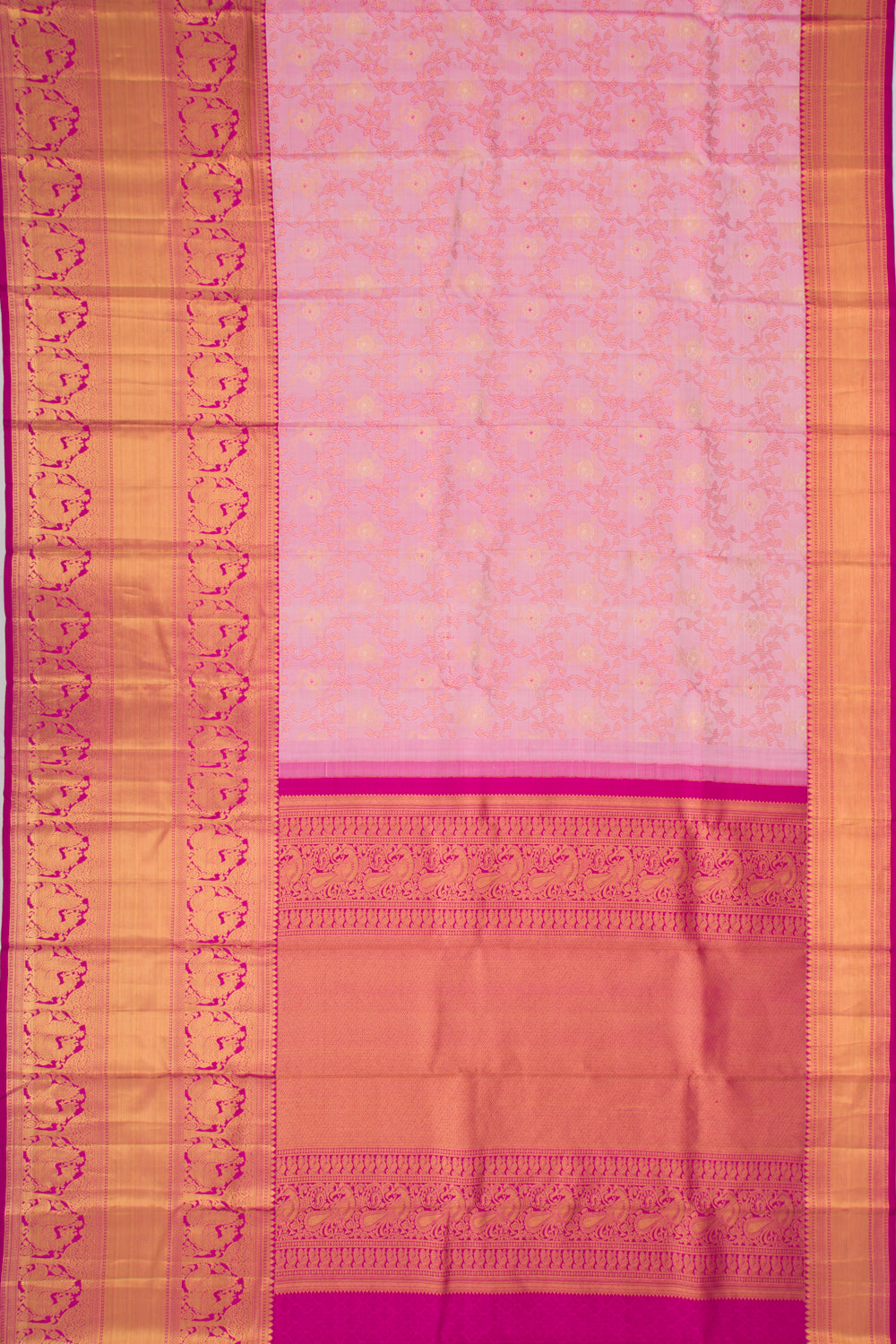 Taranga Kanchi Silk Jaal Baby Pink Saree