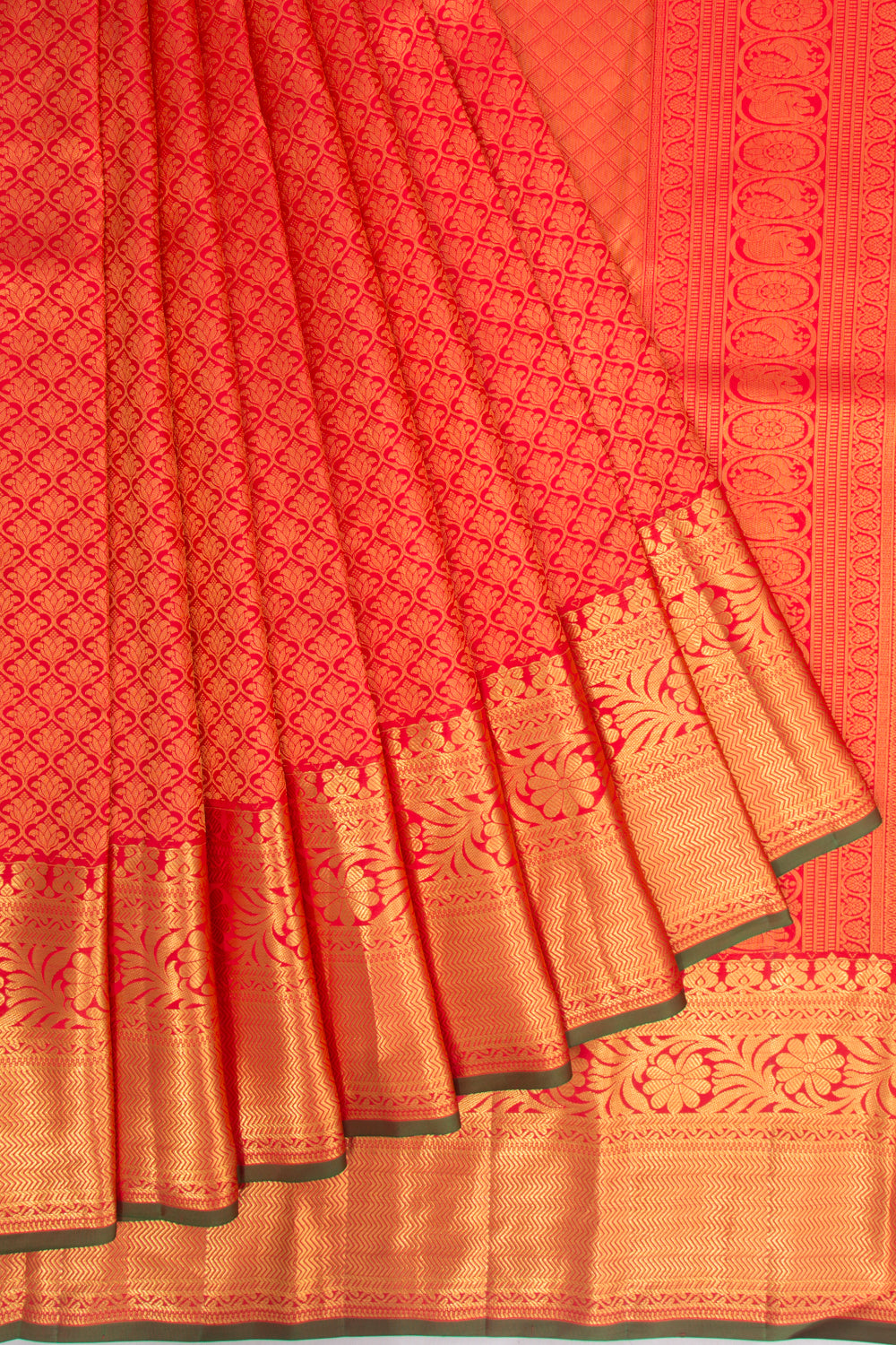 Taranga Kanchi Silk Brocade Red Saree