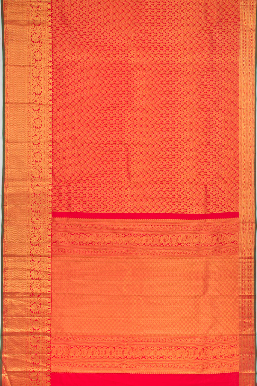 Taranga Kanchi Silk Brocade Red Saree