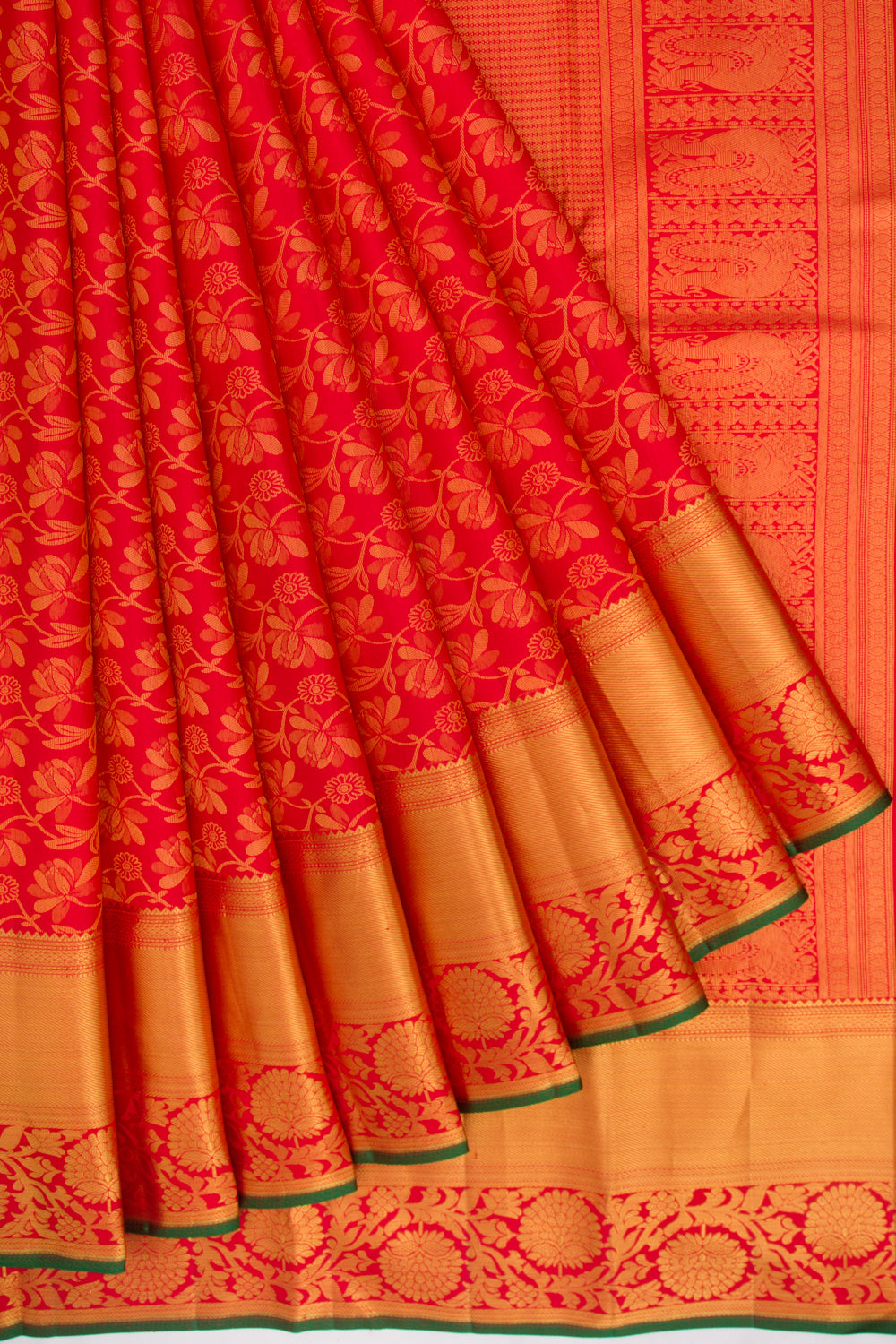 Taranga Kanchi Silk Jaal Red Saree