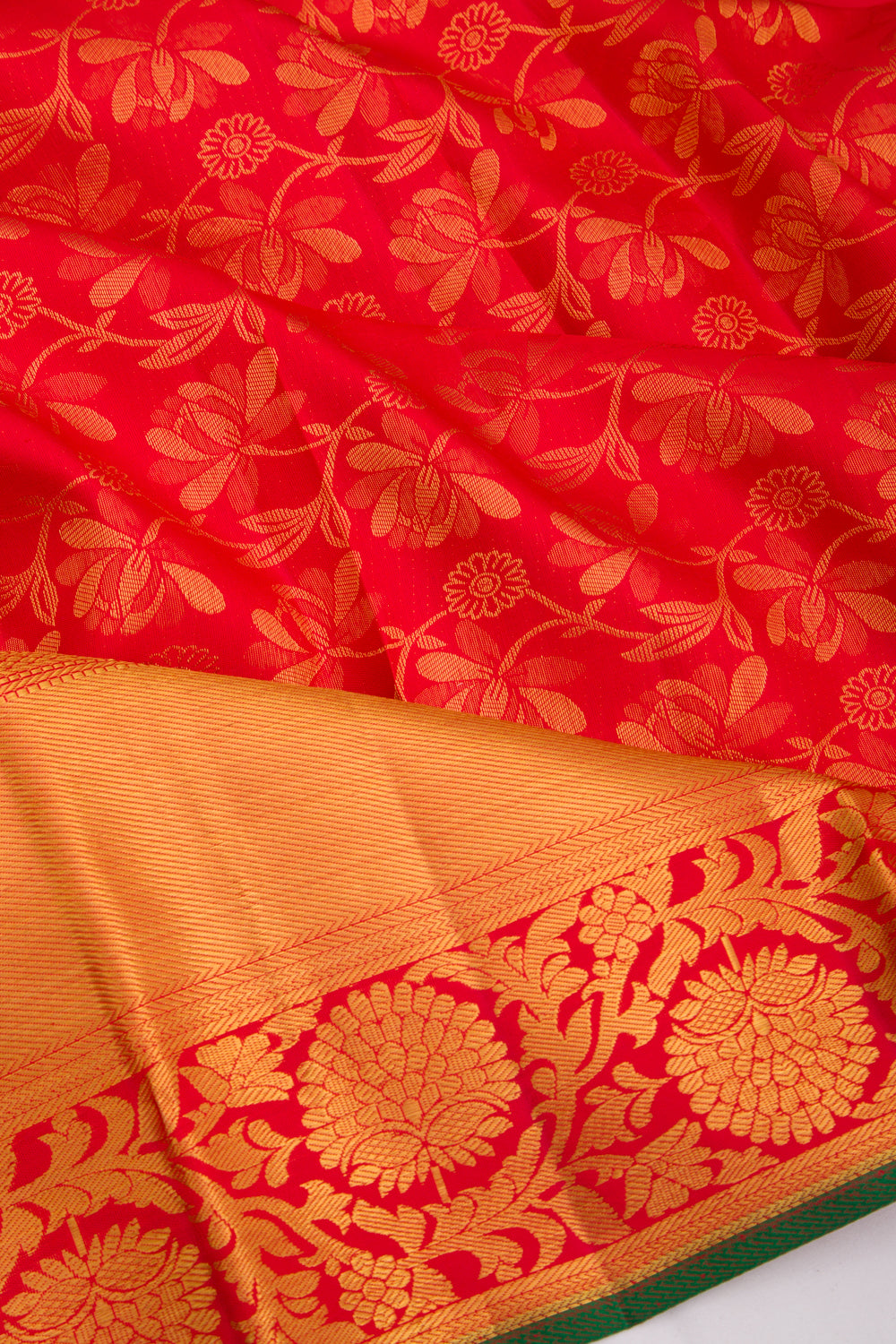 Taranga Kanchi Silk Jaal Red Saree