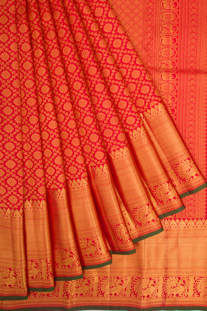 Taranga Kanchi Silk Brocade Red Saree