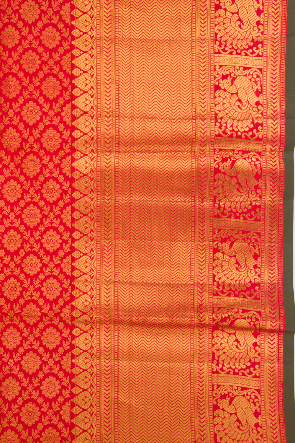 Taranga Kanchi Silk Brocade Red Saree