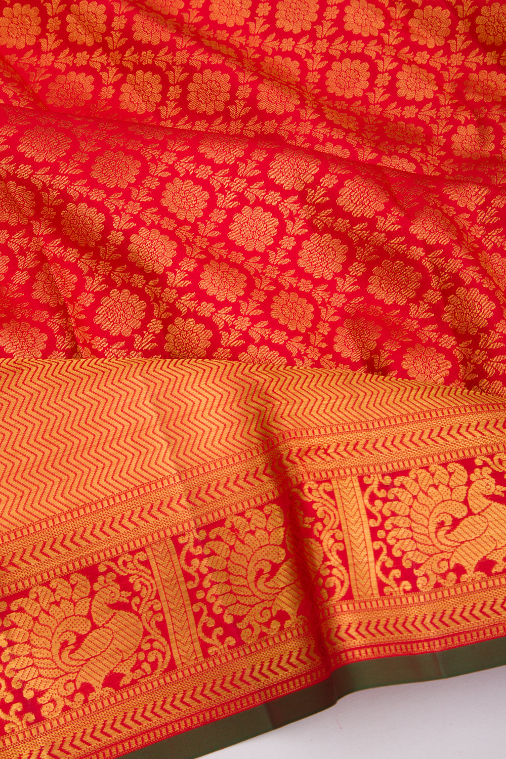 Taranga Kanchi Silk Brocade Red Saree
