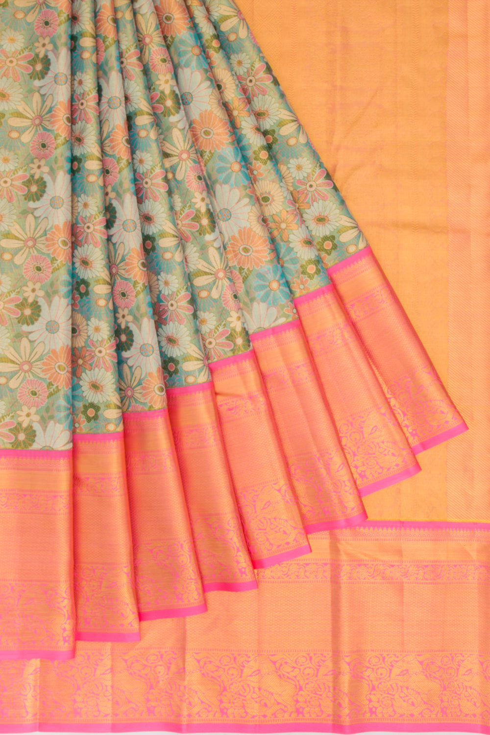 Kanchipuram Silk Tissue Brocade Blue Saree