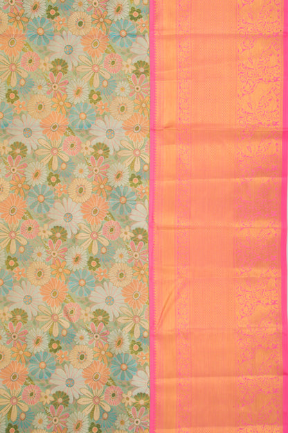 Kanchipuram Silk Tissue Brocade Blue Saree
