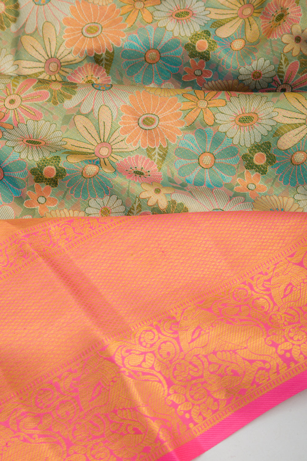 Kanchipuram Silk Tissue Brocade Blue Saree