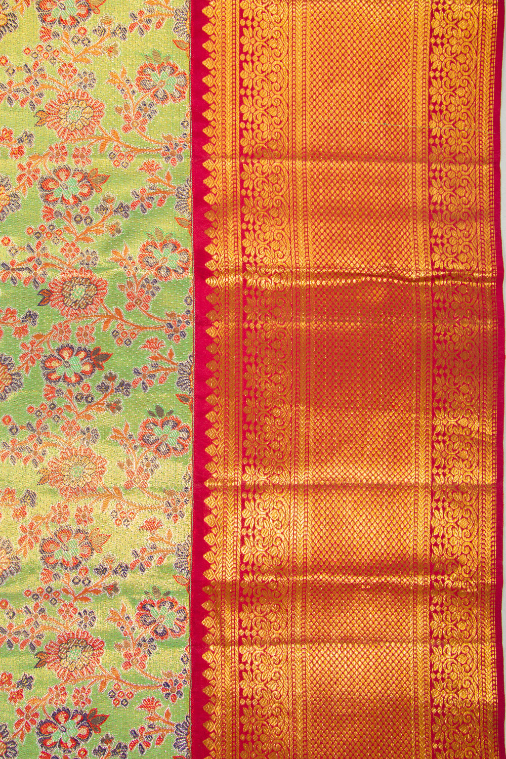 Kanchipuram Silk Tissue Jaal Green Saree