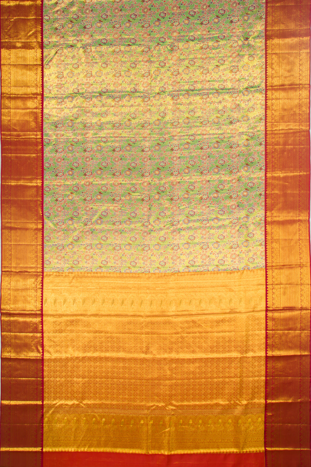 Kanchipuram Silk Tissue Jaal Green Saree
